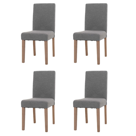 Cosmo Casa - Set van 4 Littau Eetkamerstoelen - Keukenstoelen met Hoge Rugleuning - Boucléhout Stof - Grijs - Naturelkleurige Poten