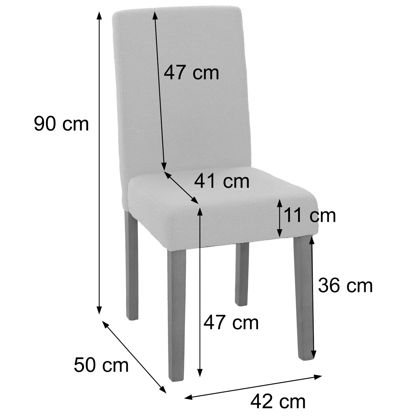 Cosmo Casa - Set van 4 Littau Eetkamerstoelen - Keukenstoelen met Hoge Rugleuning - Boucléhout Stof - Grijs - Naturelkleurige Poten