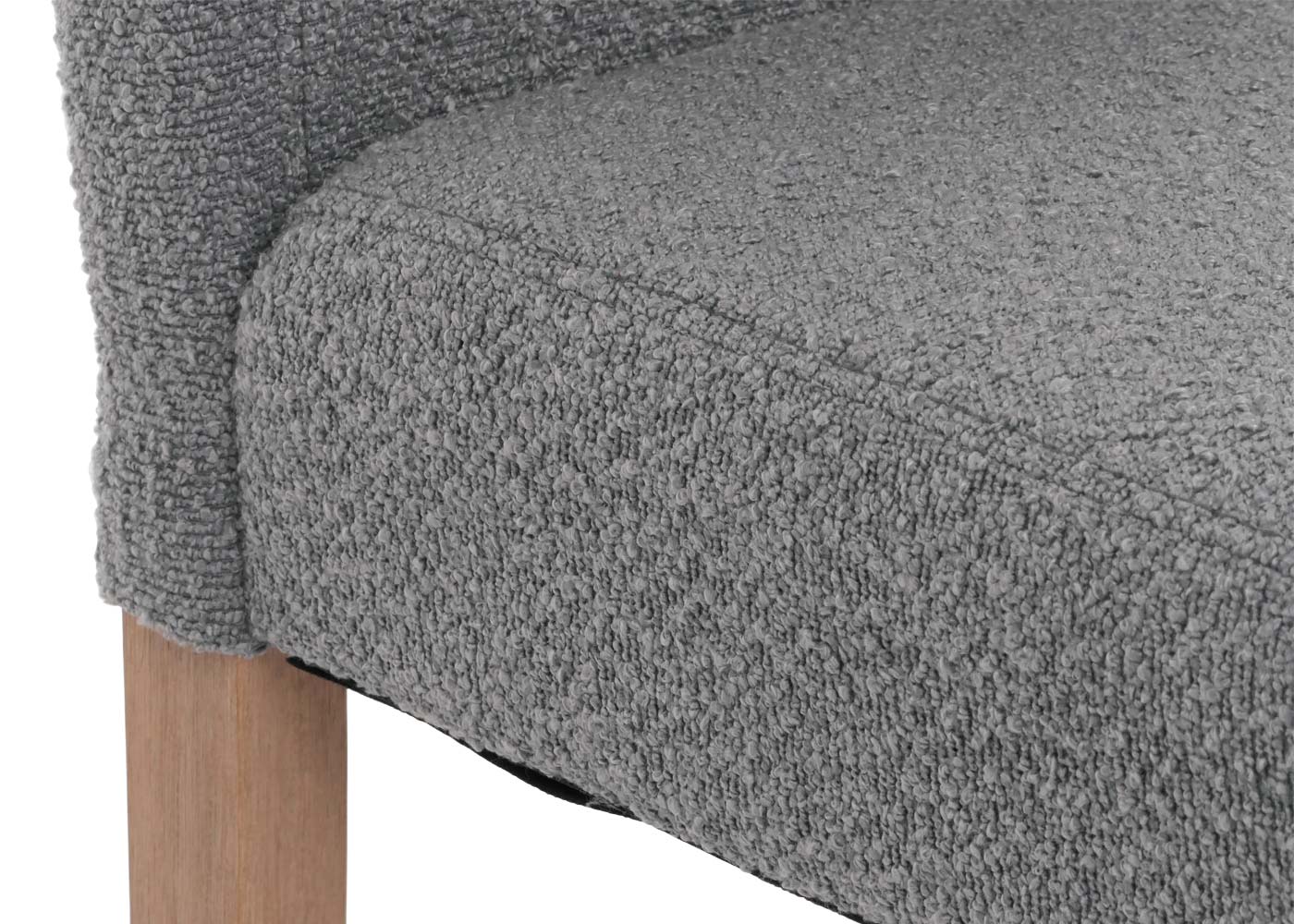 Cosmo Casa - Set van 4 Littau Eetkamerstoelen - Keukenstoelen met Hoge Rugleuning - Boucléhout Stof - Grijs - Naturelkleurige Poten