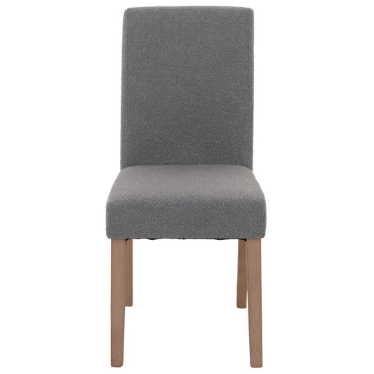 Cosmo Casa - Set van 4 Littau Eetkamerstoelen - Keukenstoelen met Hoge Rugleuning - Boucléhout Stof - Grijs - Naturelkleurige Poten