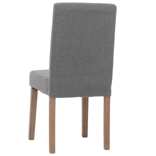 Cosmo Casa - Set van 4 Littau Eetkamerstoelen - Keukenstoelen met Hoge Rugleuning - Boucléhout Stof - Grijs - Naturelkleurige Poten