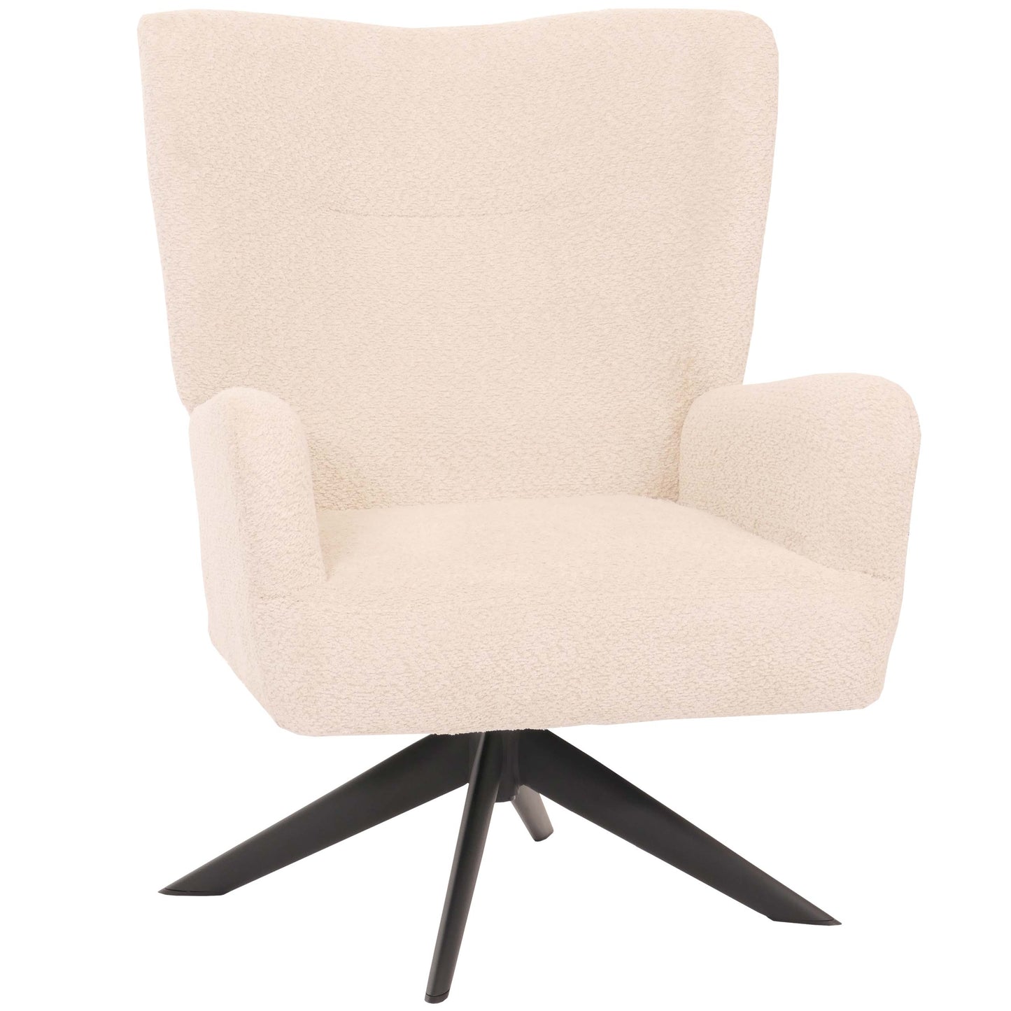 Cosmo Casa - Loungestoel - Cocktailstoel - Gestoffeerde Stoel - Relaxstoel - Draaibaar - Chenille Stof - Metaal - Crème-Beige