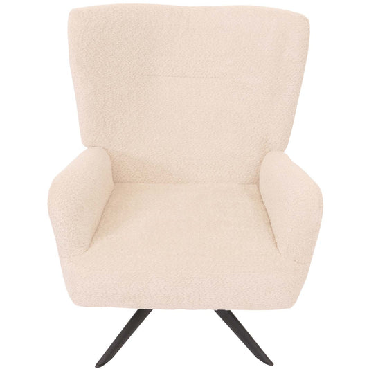 Cosmo Casa - Loungestoel - Cocktailstoel - Gestoffeerde Stoel - Relaxstoel - Draaibaar - Chenille Stof - Metaal - Crème-Beige