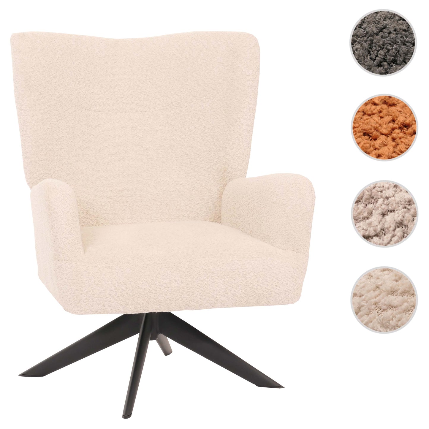 Cosmo Casa - Loungestoel - Cocktailstoel - Gestoffeerde Stoel - Relaxstoel - Draaibaar - Chenille Stof - Metaal - Crème-Beige