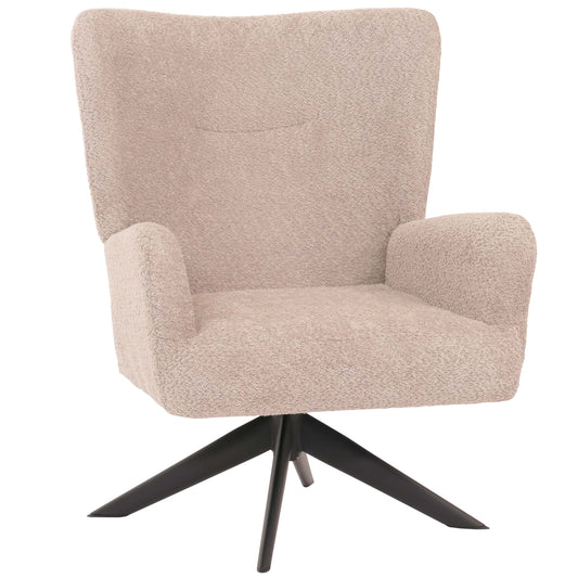 Cosmo Casa - Loungestoel - Cocktailstoel - Gestoffeerde Stoel - Relaxstoel - Draaibaar - Chenille Stof - Metaal - Taupe
