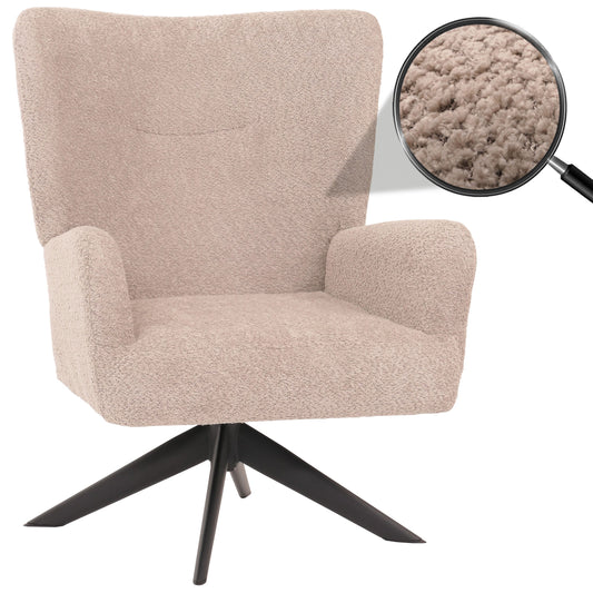 Cosmo Casa - Loungestoel - Cocktailstoel - Gestoffeerde Stoel - Relaxstoel - Draaibaar - Chenille Stof - Metaal - Taupe