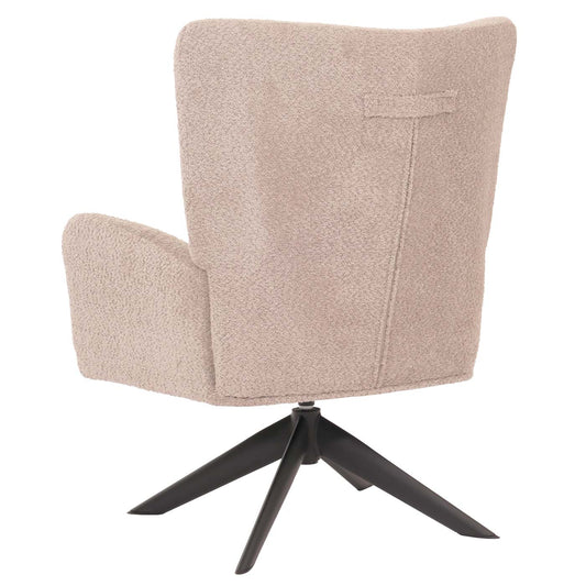 Cosmo Casa - Loungestoel - Cocktailstoel - Gestoffeerde Stoel - Relaxstoel - Draaibaar - Chenille Stof - Metaal - Taupe