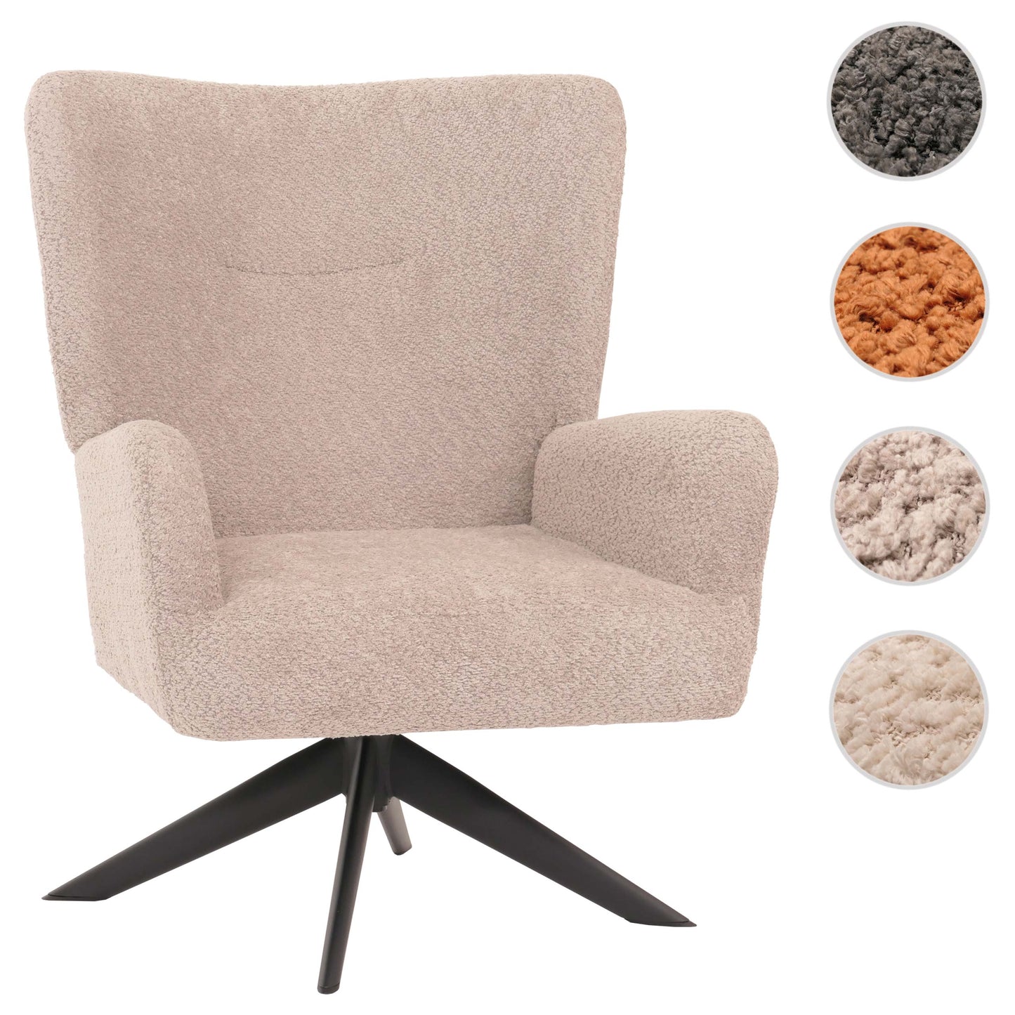 Cosmo Casa - Loungestoel - Cocktailstoel - Gestoffeerde Stoel - Relaxstoel - Draaibaar - Chenille Stof - Metaal - Taupe