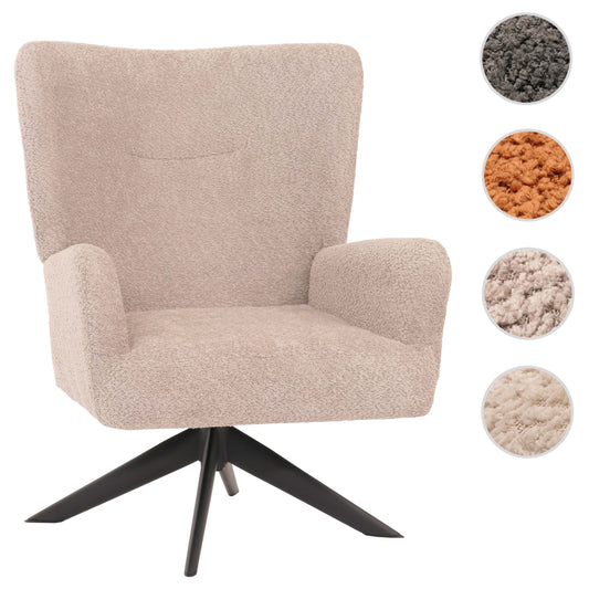 Cosmo Casa - Loungestoel - Cocktailstoel - Gestoffeerde Stoel - Relaxstoel - Draaibaar - Chenille Stof - Metaal - Taupe
