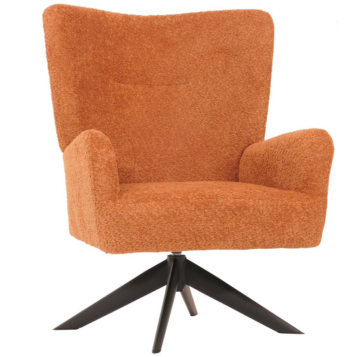 Cosmo Casa - Loungestoel - Cocktailstoel - Gestoffeerde Stoel - Relaxstoel - Draaibaar - Chenille Stof - Metaal - Terracotta