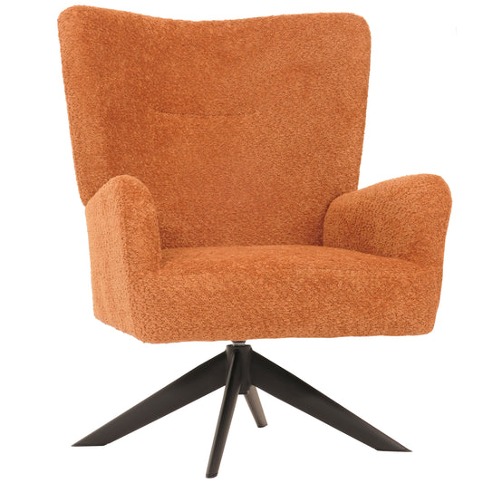 Cosmo Casa - Loungestoel - Cocktailstoel - Gestoffeerde Stoel - Relaxstoel - Draaibaar - Chenille Stof - Metaal - Terracotta
