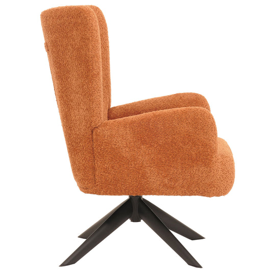 Cosmo Casa - Loungestoel - Cocktailstoel - Gestoffeerde Stoel - Relaxstoel - Draaibaar - Chenille Stof - Metaal - Terracotta