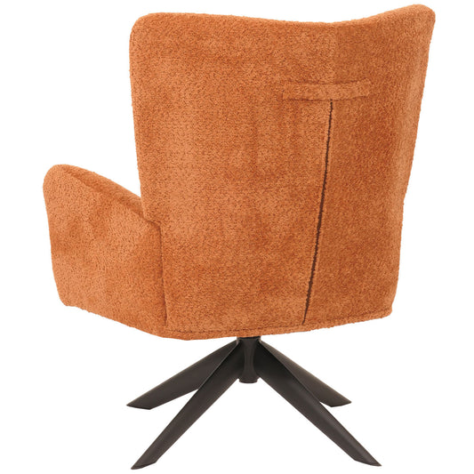 Cosmo Casa - Loungestoel - Cocktailstoel - Gestoffeerde Stoel - Relaxstoel - Draaibaar - Chenille Stof - Metaal - Terracotta
