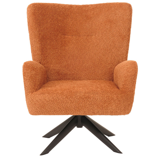 Cosmo Casa - Loungestoel - Cocktailstoel - Gestoffeerde Stoel - Relaxstoel - Draaibaar - Chenille Stof - Metaal - Terracotta