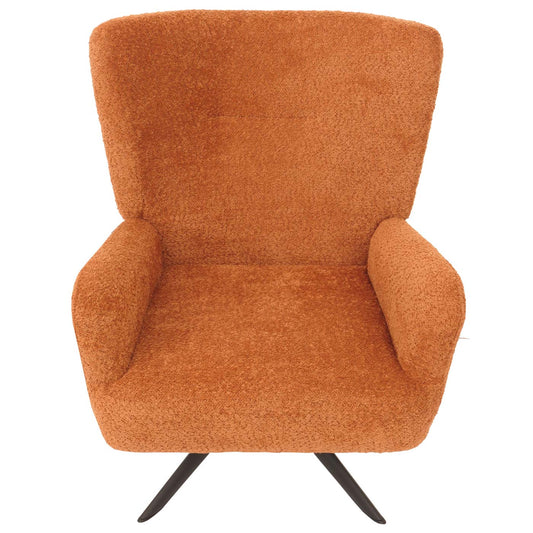 Cosmo Casa - Loungestoel - Cocktailstoel - Gestoffeerde Stoel - Relaxstoel - Draaibaar - Chenille Stof - Metaal - Terracotta