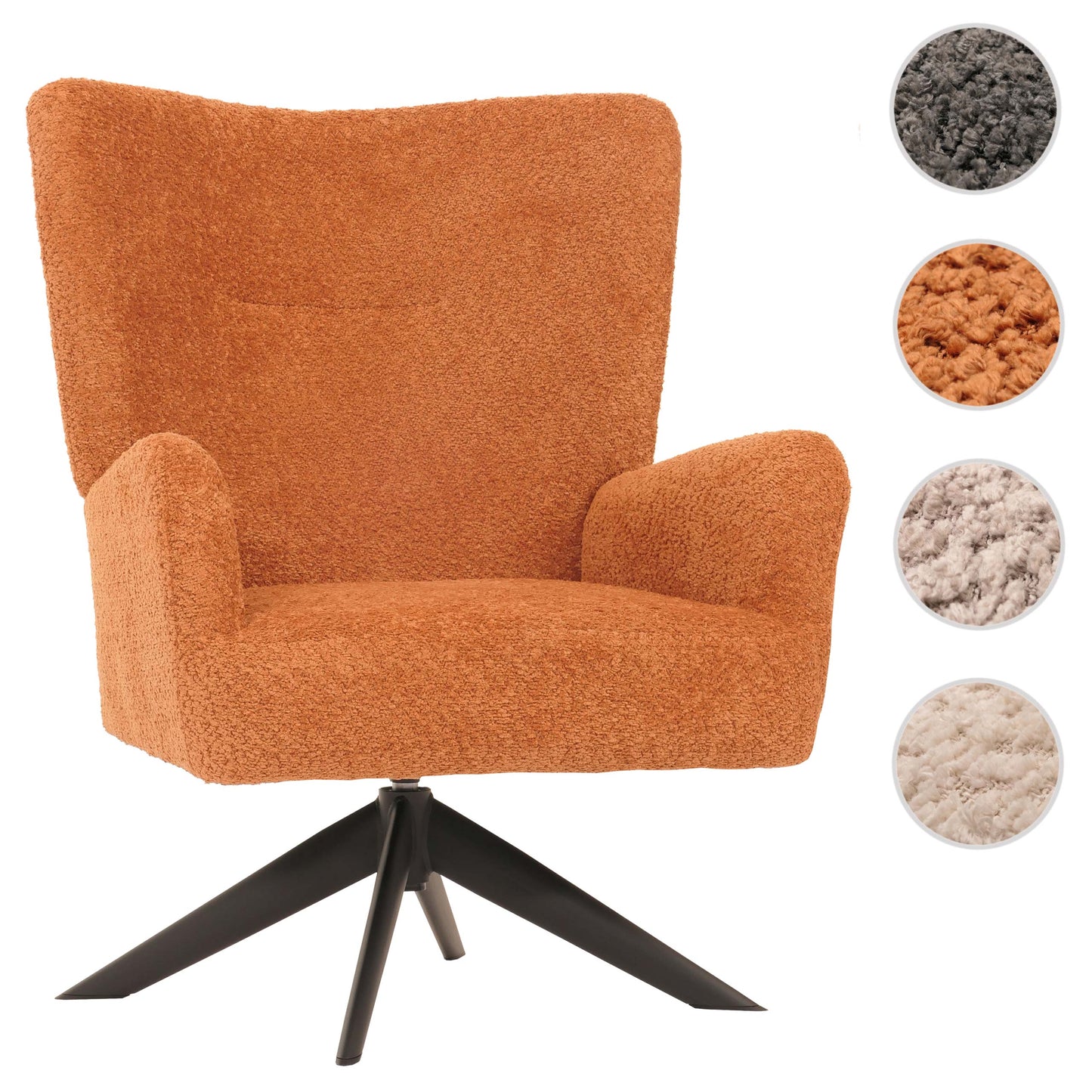 Cosmo Casa - Loungestoel - Cocktailstoel - Gestoffeerde Stoel - Relaxstoel - Draaibaar - Chenille Stof - Metaal - Terracotta
