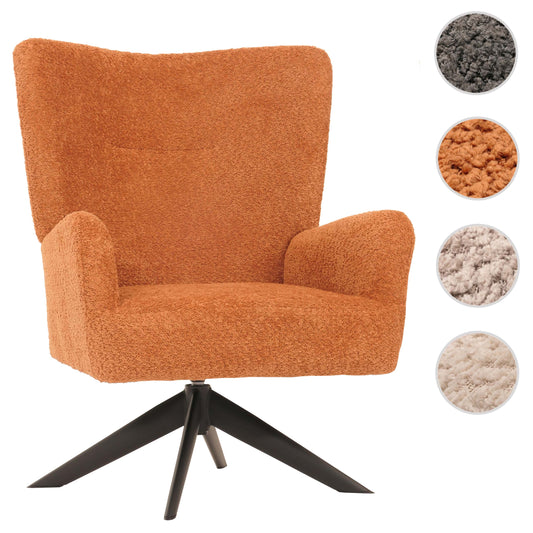 Cosmo Casa - Loungestoel - Cocktailstoel - Gestoffeerde Stoel - Relaxstoel - Draaibaar - Chenille Stof - Metaal - Terracotta