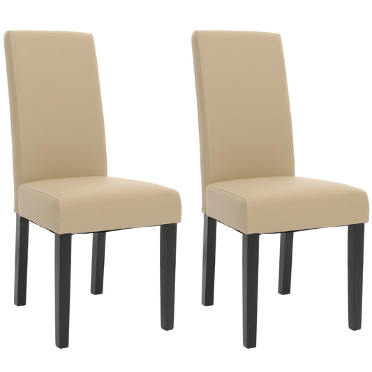 Cosmo Casa - Set van 2 Eetkamerstoelen - Keukenstoel - Fauteuil - Massief Hout - Kunstleer - Crème - Zwarte Poten