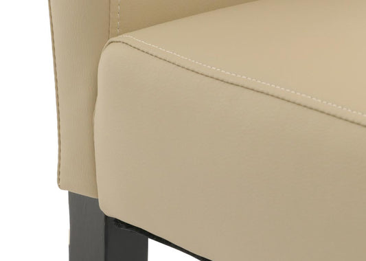 Cosmo Casa - Set van 2 Eetkamerstoelen - Keukenstoel - Fauteuil - Massief Hout - Kunstleer - Crème - Zwarte Poten