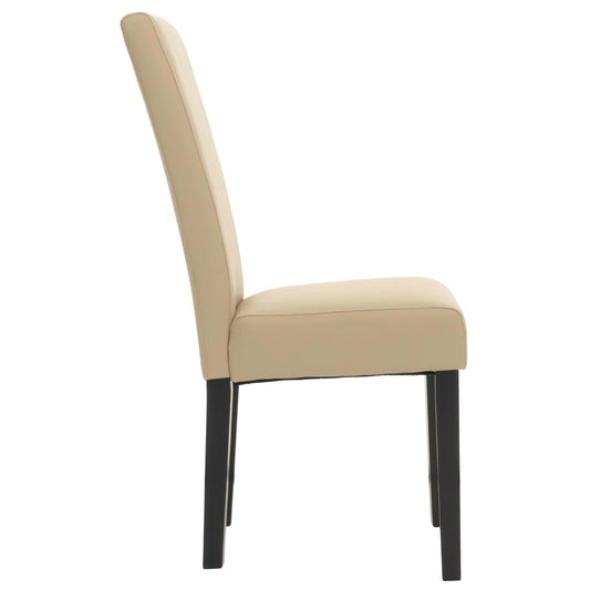 Cosmo Casa - Set van 2 Eetkamerstoelen - Keukenstoel - Fauteuil - Massief Hout - Kunstleer - Crème - Zwarte Poten