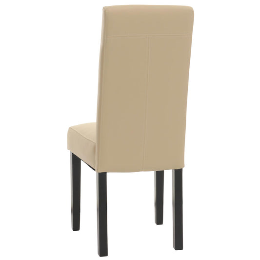 Cosmo Casa - Set van 2 Eetkamerstoelen - Keukenstoel - Fauteuil - Massief Hout - Kunstleer - Crème - Zwarte Poten