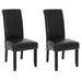 Cosmo Casa - Set van 2 Eetkamerstoelen - Massief Hout - Kunstleer - Zwartbruin - Zwarte Poten