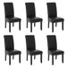Cosmo Casa - Set van 6 Eetkamerstoelen - Massief Hout - Kunstleer - Zwartbruin - Zwarte Poten