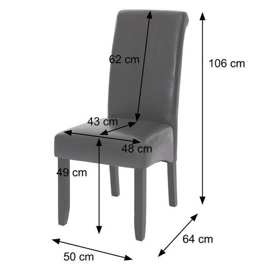 Cosmo Casa - Set van 2 Eetkamerstoelen - Massief Hout - Kunstleer - Zwartbruin - Zwarte Poten