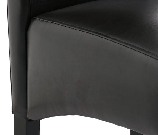 Cosmo Casa - Set van 2 Eetkamerstoelen - Massief Hout - Kunstleer - Zwartbruin - Zwarte Poten