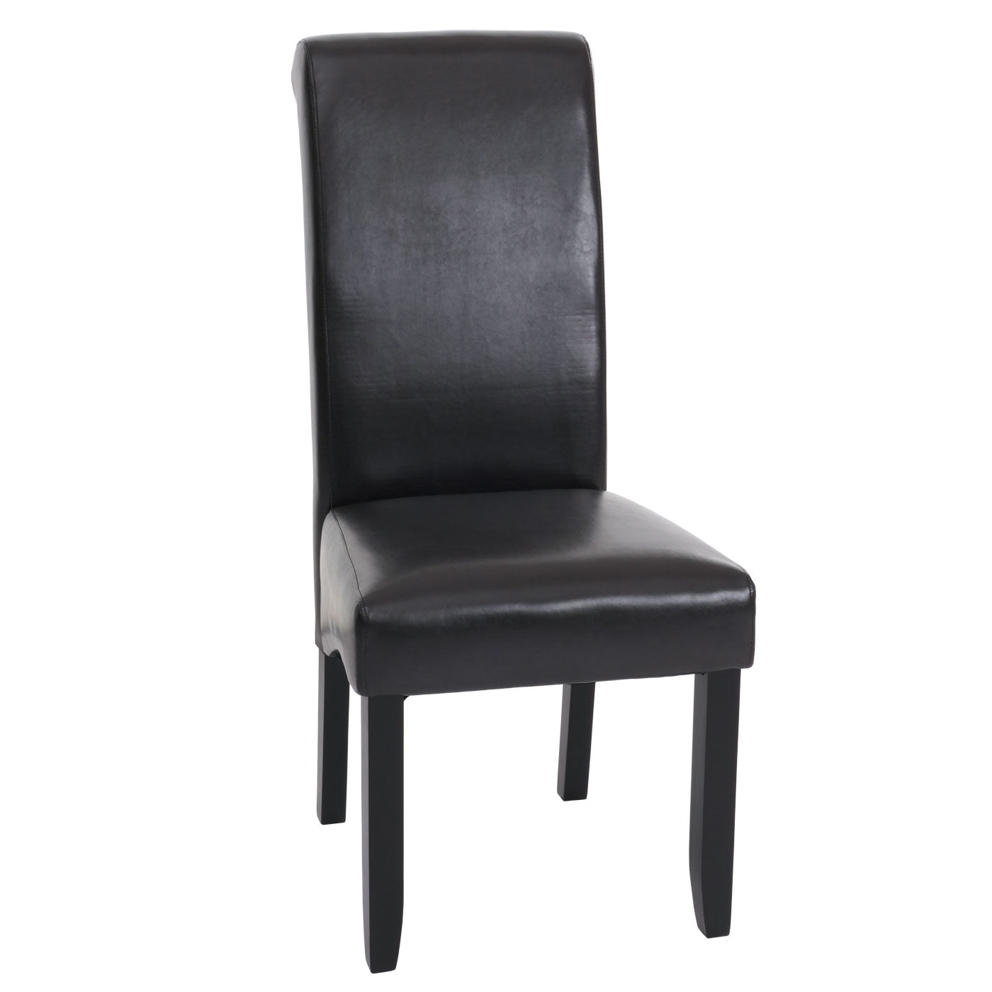 Cosmo Casa - Set van 2 Eetkamerstoelen - Massief Hout - Kunstleer - Zwartbruin - Zwarte Poten