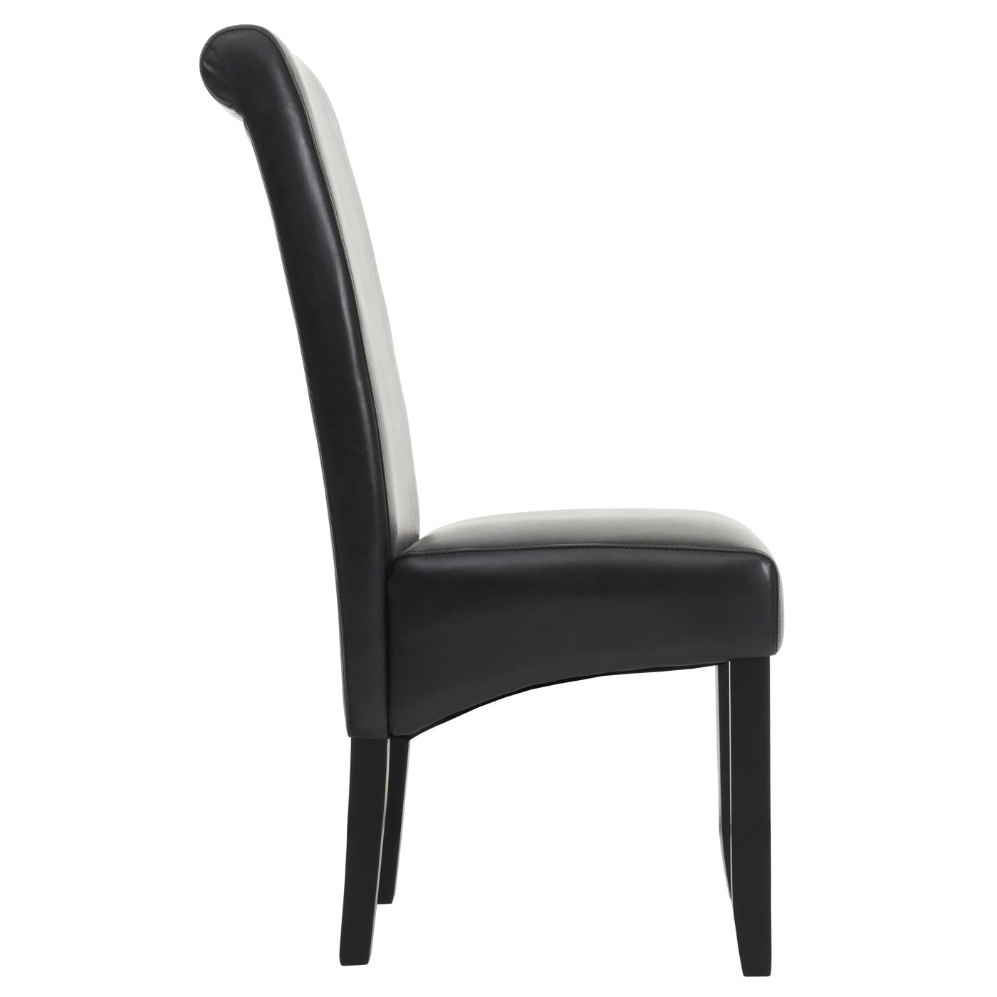 Cosmo Casa - Set van 2 Eetkamerstoelen - Massief Hout - Kunstleer - Zwartbruin - Zwarte Poten