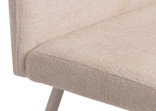 Cosmo Casa - Eetkamerbank 160cm - Geborsteld Roestvrij Staal - Textiel Chenille - Crème