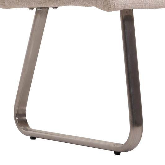 Cosmo Casa - Eetkamerbank 160cm - Geborsteld Roestvrij Staal - Textiel Chenille - Crème