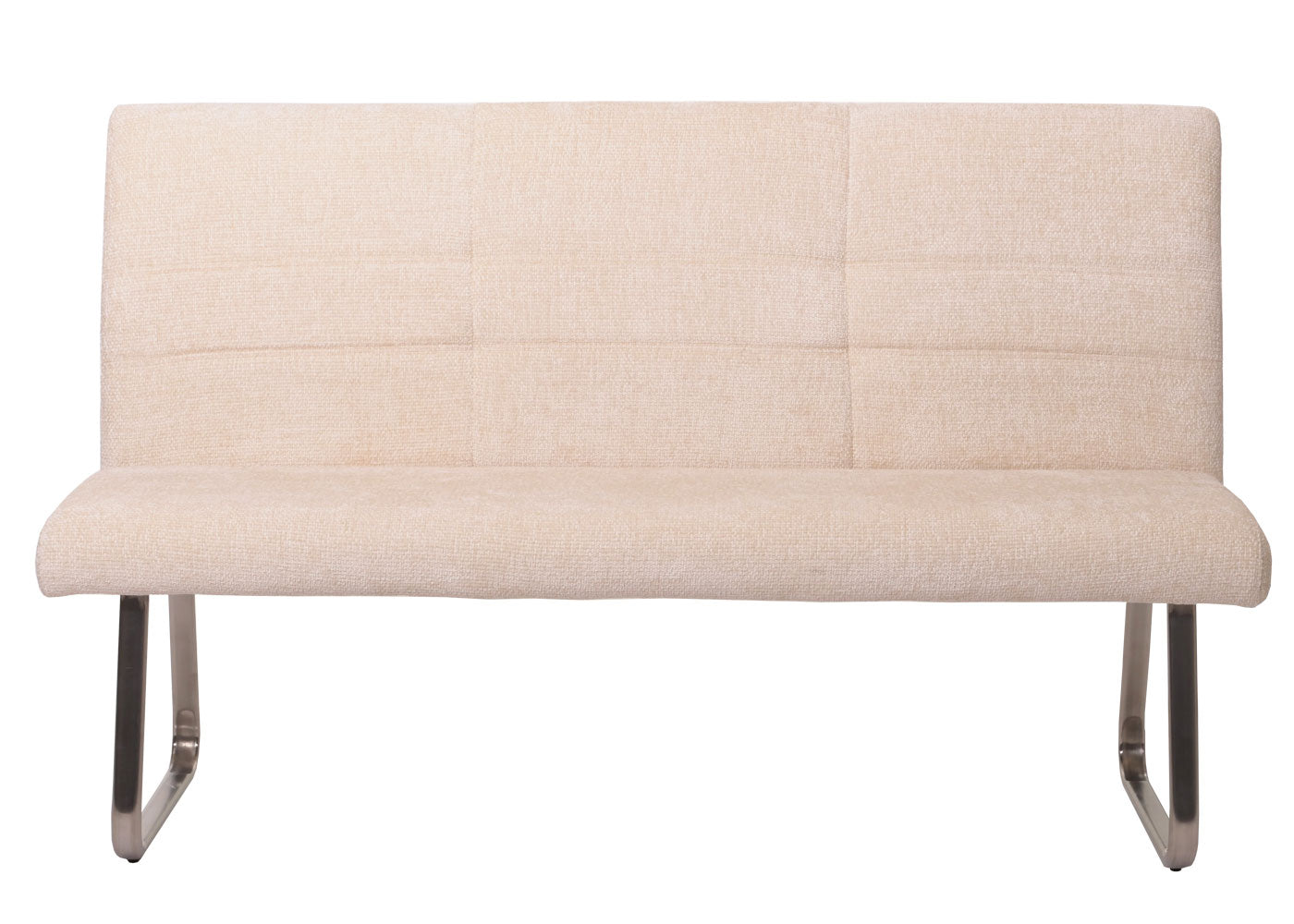 Cosmo Casa - Eetkamerbank 160cm - Geborsteld Roestvrij Staal - Textiel Chenille - Crème