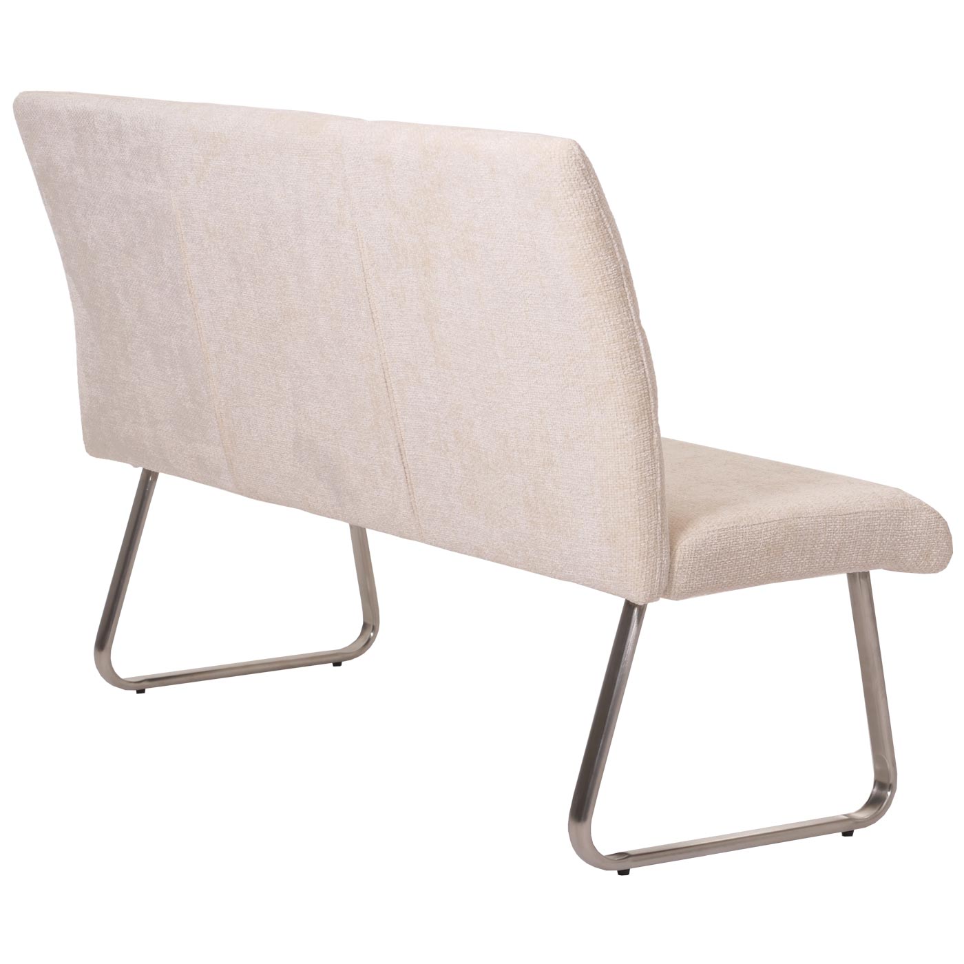 Cosmo Casa - Eetkamerbank 160cm - Geborsteld Roestvrij Staal - Textiel Chenille - Crème