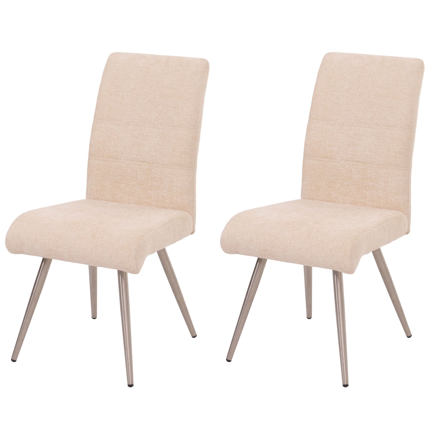 Cosmo Casa - Set van 2 Eetkamerstoelen - Geborsteld Roestvrij Staal - Textiel Chenille - Crème