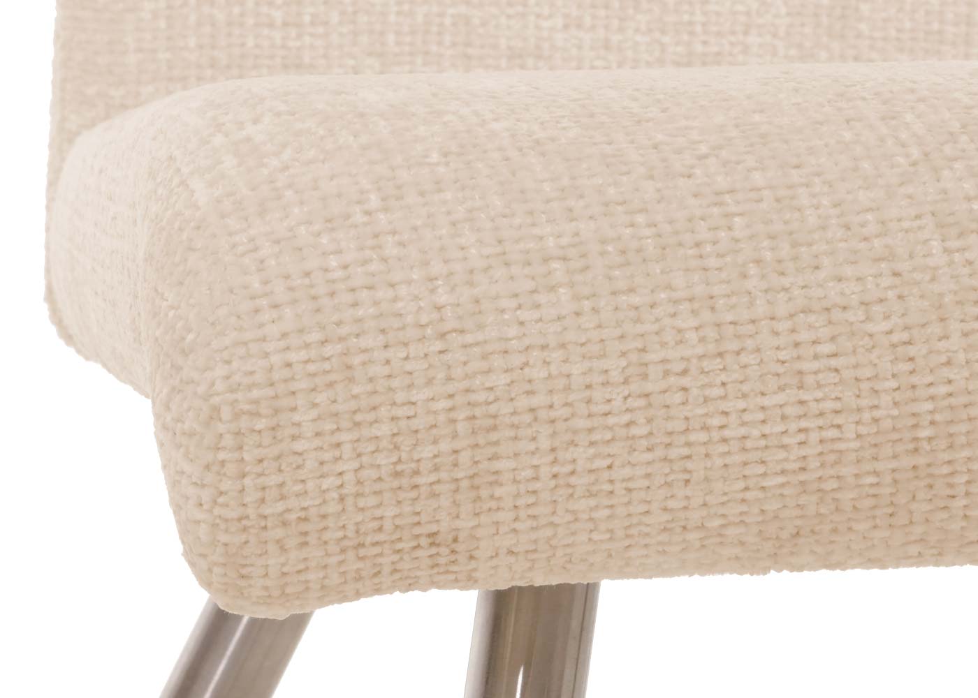 Cosmo Casa - Set van 2 Eetkamerstoelen - Geborsteld Roestvrij Staal - Textiel Chenille - Crème
