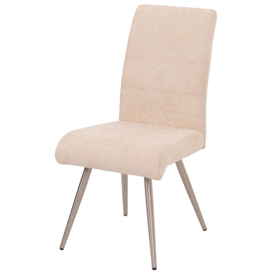 Cosmo Casa - Set van 2 Eetkamerstoelen - Geborsteld Roestvrij Staal - Textiel Chenille - Crème