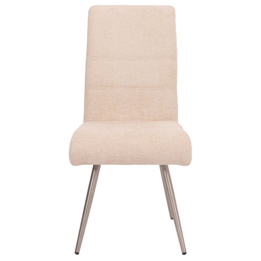 Cosmo Casa - Set van 2 Eetkamerstoelen - Geborsteld Roestvrij Staal - Textiel Chenille - Crème