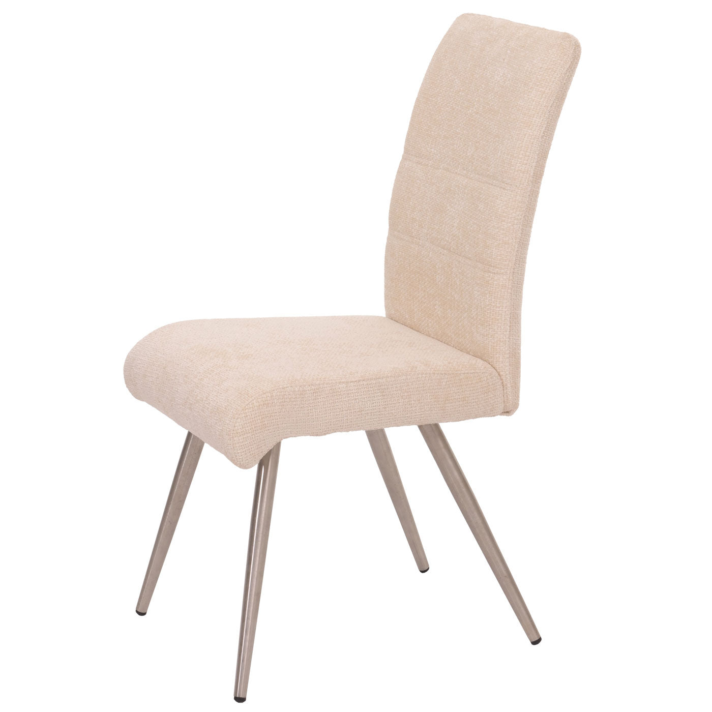 Cosmo Casa - Set van 2 Eetkamerstoelen - Geborsteld Roestvrij Staal - Textiel Chenille - Crème