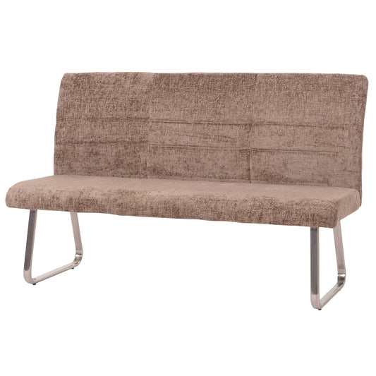 Cosmo Casa - Eetkamerbank 160cm - Geborsteld Roestvrij Staal - Textiel Chenille - Bruin