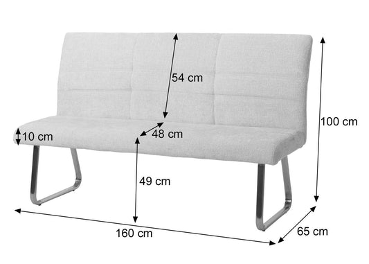 Cosmo Casa - Eetkamerbank 160cm - Geborsteld Roestvrij Staal - Textiel Chenille - Bruin
