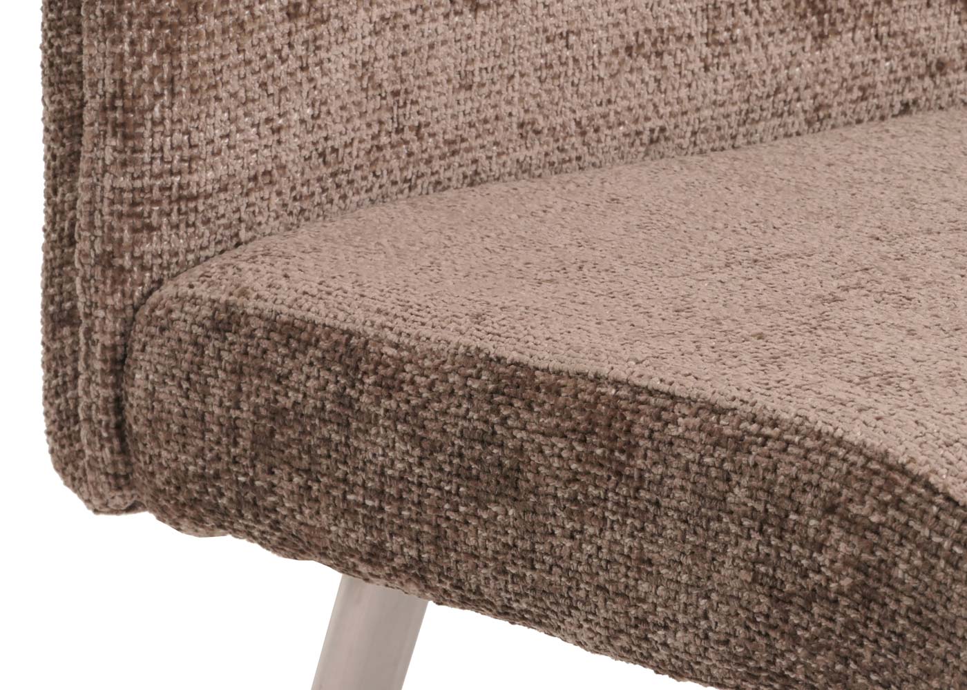 Cosmo Casa - Eetkamerbank 160cm - Geborsteld Roestvrij Staal - Textiel Chenille - Bruin