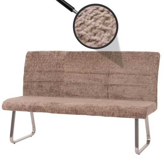 Cosmo Casa - Eetkamerbank 160cm - Geborsteld Roestvrij Staal - Textiel Chenille - Bruin