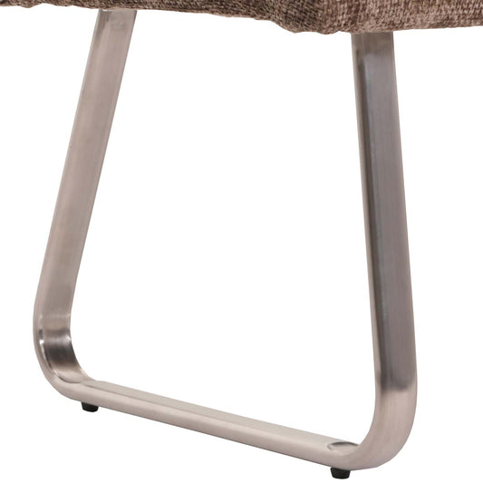 Cosmo Casa - Eetkamerbank 160cm - Geborsteld Roestvrij Staal - Textiel Chenille - Bruin