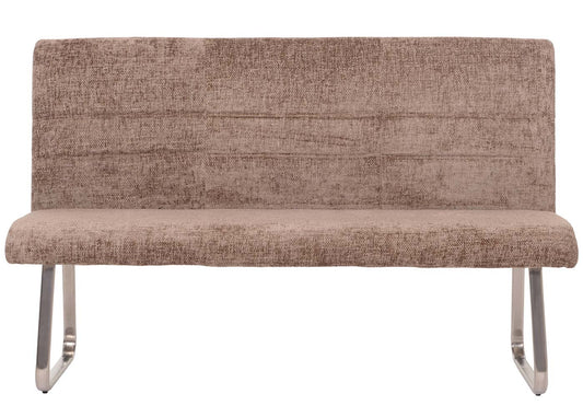 Cosmo Casa - Eetkamerbank 160cm - Geborsteld Roestvrij Staal - Textiel Chenille - Bruin