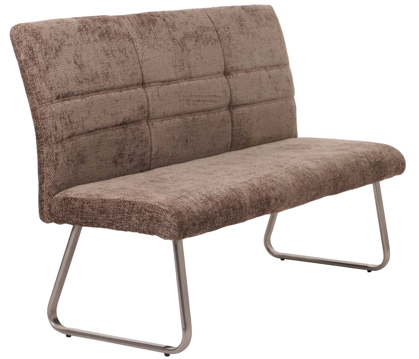 Cosmo Casa - Eetkamerbank 160cm - Geborsteld Roestvrij Staal - Textiel Chenille - Bruin