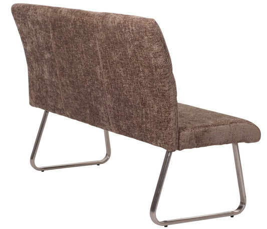 Cosmo Casa - Eetkamerbank 160cm - Geborsteld Roestvrij Staal - Textiel Chenille - Bruin