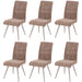 Cosmo Casa - Set van 6 Eetkamerstoelen - Geborsteld Roestvrij Staal - Textiel Chenille - Bruin