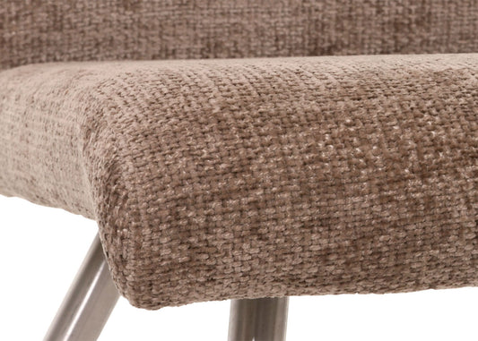 Cosmo Casa - Set van 2 Eetkamerstoelen - Geborsteld Roestvrij Staal - Textiel Chenille - Bruin